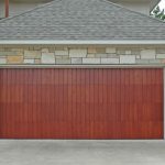 Contemporary Wood Garage Door with Vertical Overlay Stained